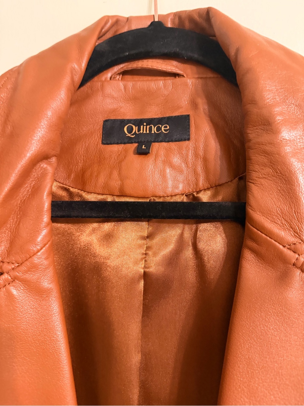 Quince Women's Burnt Tan Leather Biker Jacket - Picture 2 of 3